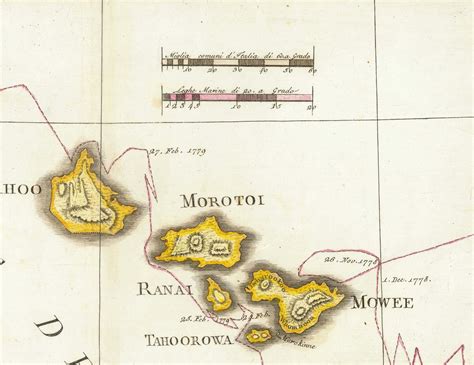Old Map of Hawaii in 1785 by Giovanni Cassini - Sandwich Islands, Maui ...