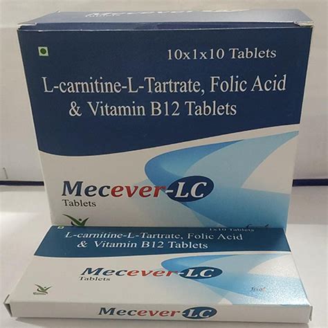 Mecever LC - L-carnitine-L-Tartrate, Folic Acid & Vitamin B12 Tablets ...