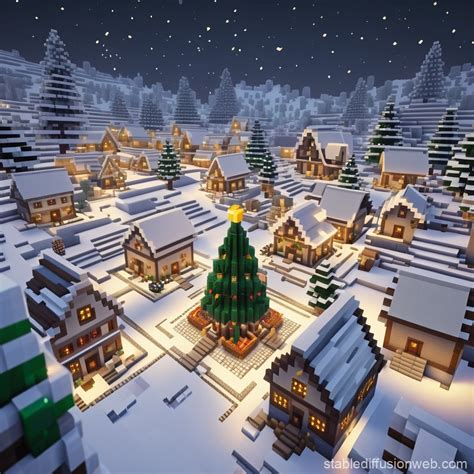 Cozy Christmas Celebration in Minecraft Snowy Village | Stable ...