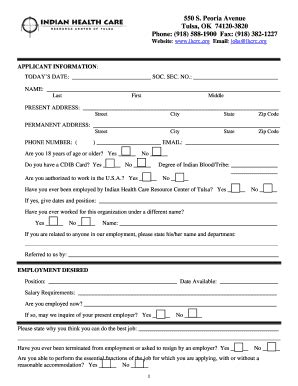 IHCRC Employment BApplicationb - Indian Health Care Resource Bb - Fill ...