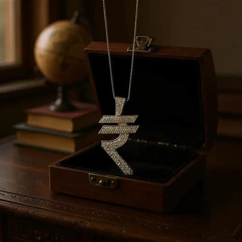 Men's Stainless Steel Pendent Rupee Iced out Chain - Silver – MYARTN