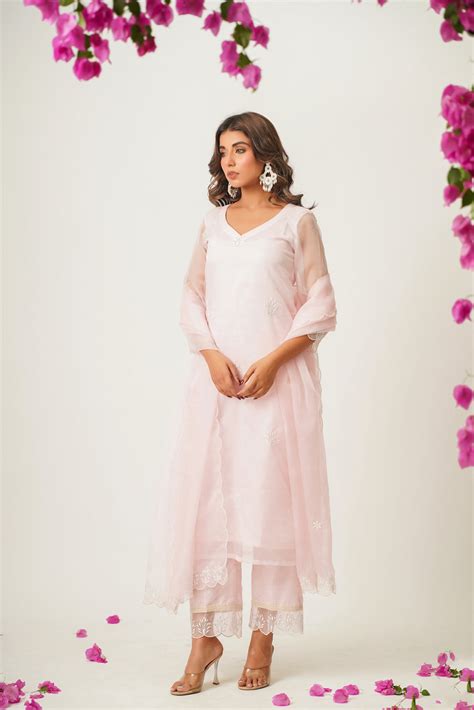 ⚡️Buy Jiya Blush Pink Organza Suit Set at the best price on Friday ...