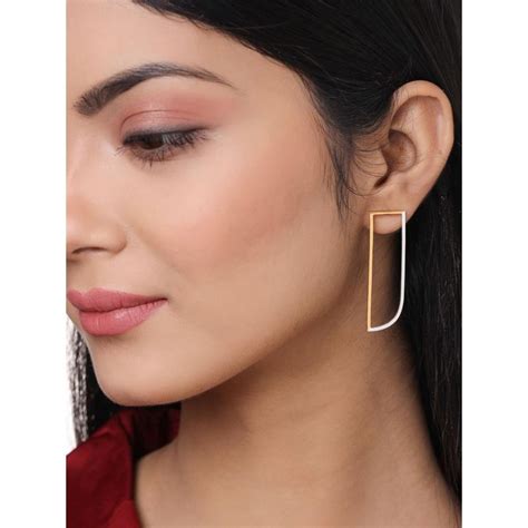 Buy Mitali Jain Partial Mismatch Gold And Silver Earrings Online