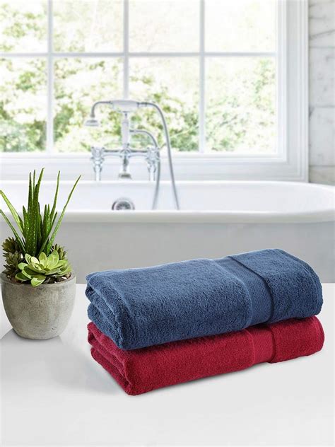 Bianca Paradiso Solid 2 Piece 500 GSM Cotton Bath Towel Set - Maroon ...