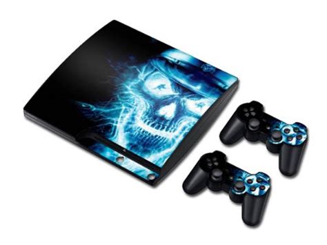 Buy Doodle Deals BLUE SKULL Skin Sticker for Ps3 Slim Consol 2 Matching ...