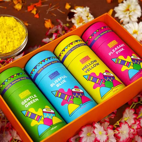 Organic Gulal - Set of 4 in a Premium Holi Gift Box, Skin-friendly, Na ...