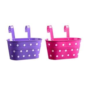 PRIME KRAFTS 2 Pcs Polka Dot Railing Oval Planter for Home and Graden ...