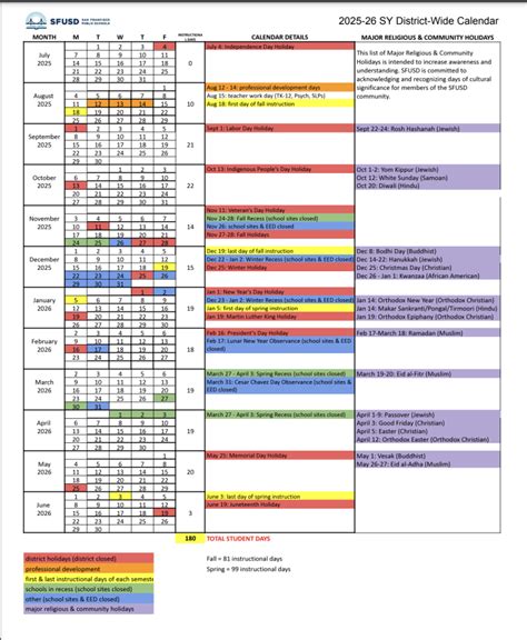 SFUSD Calendar 2025-26 | SFUSD