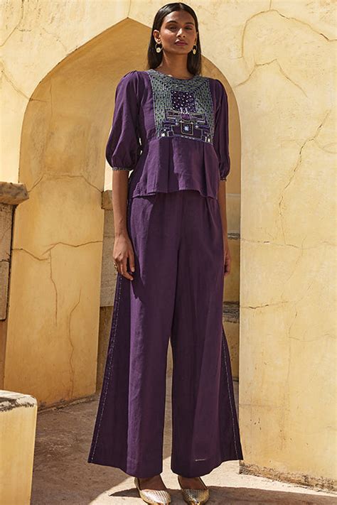 Cascades Mirrorwork Pure Cotton Hand Embroidered Top For Women Online ...