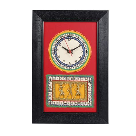 Buy ExclusiveLane Warli Handpainted & Dhokra Work Wall Clock 15*10 Inch ...