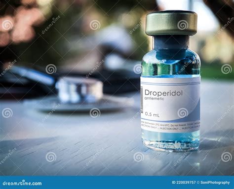 Droperidol medical bottle stock image. Image of intensive - 220039757