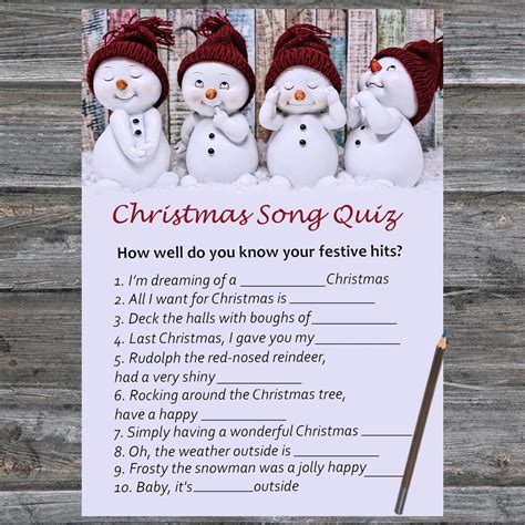 Christmas Song Trivia Printable | FREE Printable HQ