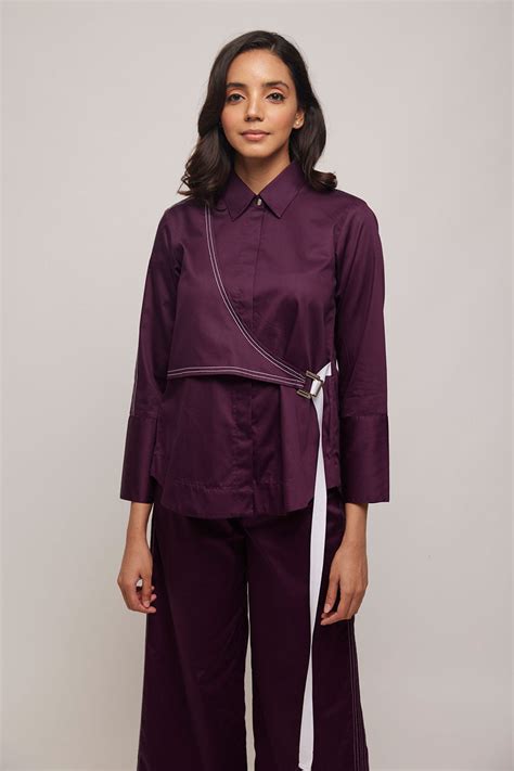 Shop Purple Kantha Stitch Tie-Up Jacket Shirt by ESCAPE BY AISHWARYA at ...