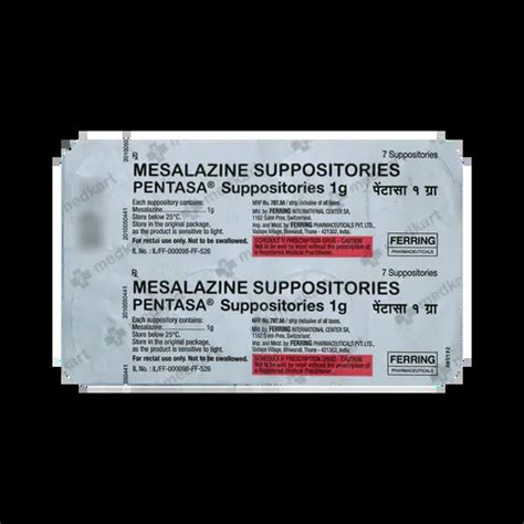 PENTASA 1GM SUPPOSITORY 7'S : View Price, Combination and Alternatives ...