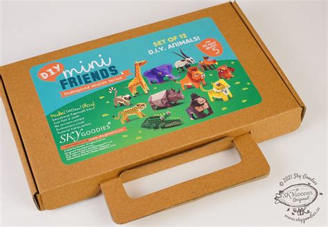 BOX SET of 12 DIY Mini Endangered Animals Paper Craft Kits – Sky Goodies