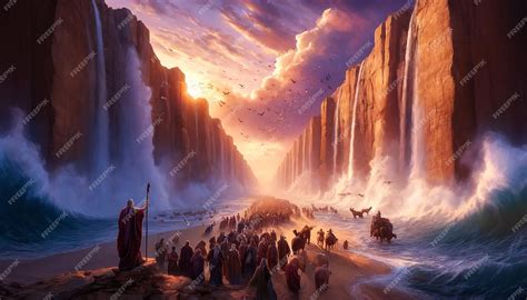 La historia bíblica de Moisés cruzando el Mar Rojo se desarrolla en los ...