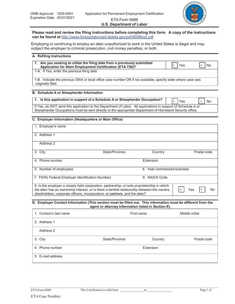 Eta Form 9089 ≡ Fill Out Printable PDF Forms Online