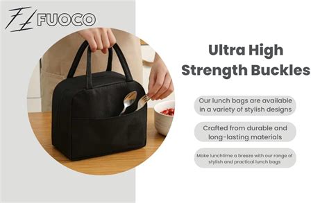 Buy FUOCO Water-Resistant Insulated Lunch Bag, Tiffin Bag with Handle ...