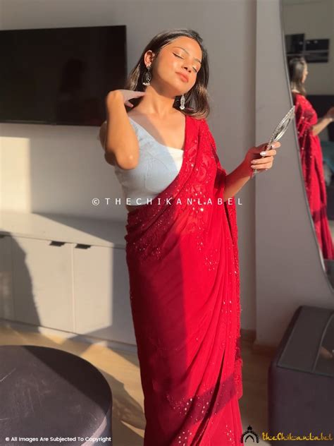 Maroon Heer Viscose Chikankari Saree