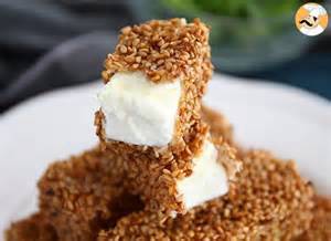 Feta sticks with sesame seeds