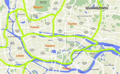 Guangzhou districts map - Ontheworldmap.com