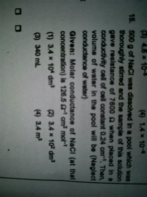 500g of nacl was dissolved in a pool... - Brainly.in