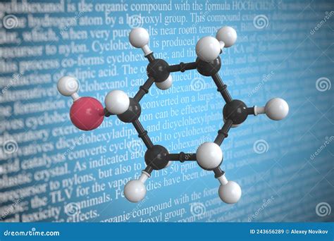 Cyclohexanol Scientific Molecular Model, 3D Rendering Stock ...
