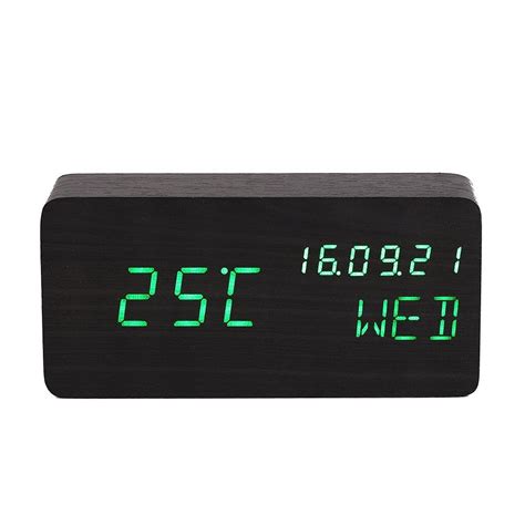 Buy TRADE Desktop LED Wooden Alarm Clock Displays Time Date Week and ...