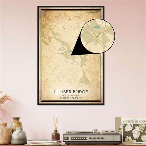 Vintage Lumber Bridge North Carolina Map Poster, Lumber Bridge NC City ...
