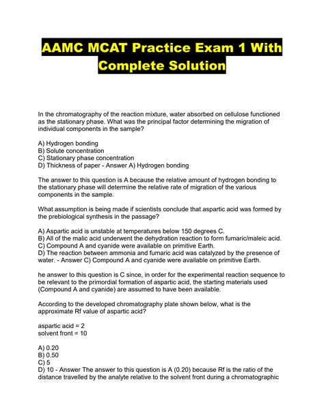 SOLUTION: Aamc mcat practice exam 1 with complete solution - Studypool