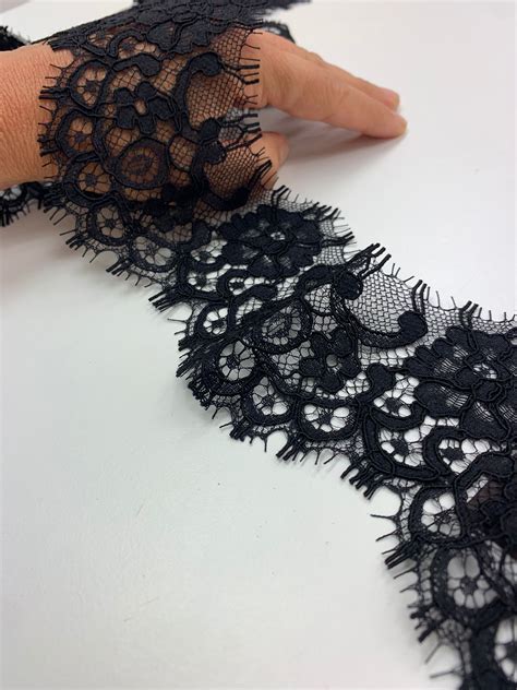 Black Alencon Spanish lace trim - Lace trim - lace fabric from ...