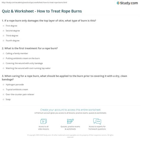 Quiz & Worksheet - How to Treat Rope Burns | Study.com