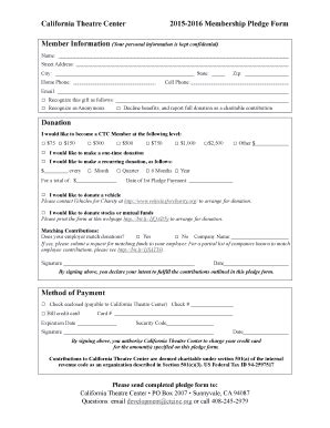 Fillable Online 2015-2016 Membership Pledge Form Fax Email Print ...