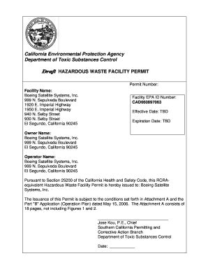 Fillable Online Hazardous Waste Facility Permit for Boeing Satellite ...