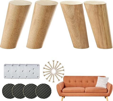 Buy LIANGYUN Wood Furniture Legs 5 inch Sofa Legs Set of 4 Mid Century ...