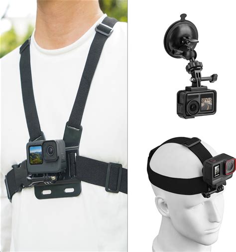 Amazon.com: Flymile Chest Harness Mount Head Strap Mount Suction Cup ...