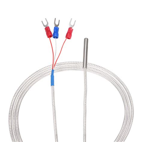 uxcell PT100 RTD Temperature Sensor Probe 3 Wires Cable Thermocouple ...