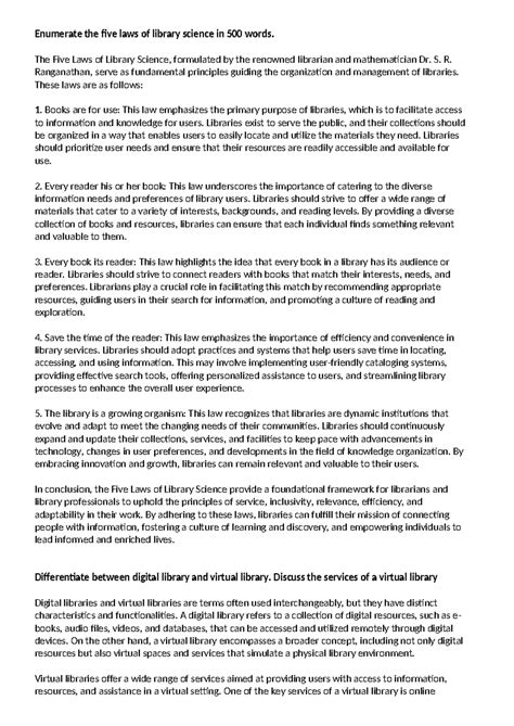 Five Laws of Library Science Explained: A 500-Word Overview - Studocu