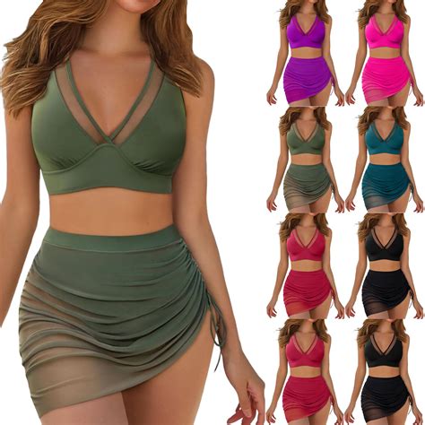 BRDFRL High Waisted Bikini 2025 Modest Swim Skirt with Tummy Control ...