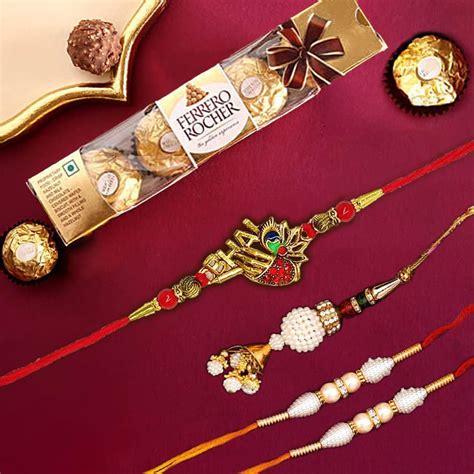 CraftVatika Rakhi Set of 4 for Brother and Bhabhi Kids with Chocolate ...