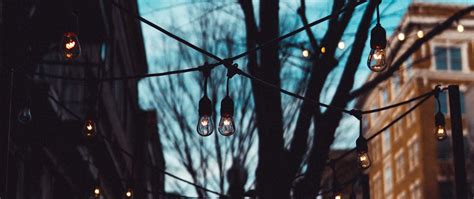 Download wallpaper 2560x1080 street, lamps, trees, evening dual wide ...