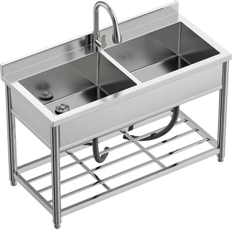 GGW 2-Compartment Commercial Sink, Stainless Steel Utility Sink with ...