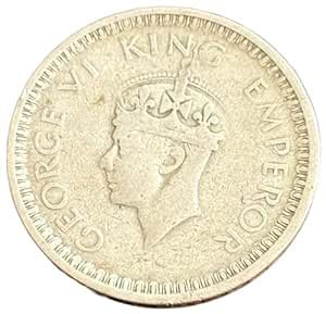 1944 British India Half Rupee Silver Coin, George VI, Lahore Mint ...