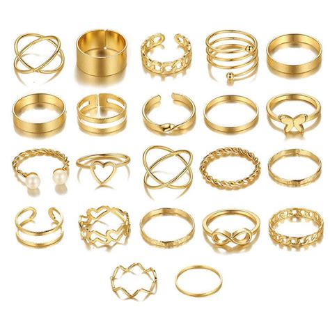 22-Piece Gold-Plated Stackable Rings – Anok