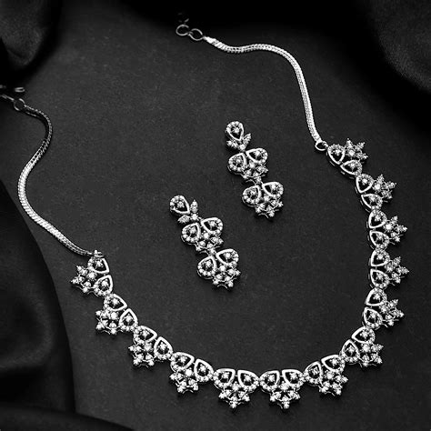 Sparkling Essentials Luminous Grace American Diamond Necklace Set – VOYLLA