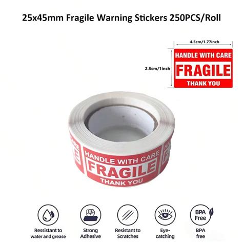 25x45mm Fragile Waarschuwingsstickers Voor Verzending Fragile Behandel ...