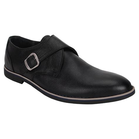 Black Double Monk Strap Shoes in India - SeeandWear