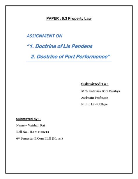 Property Law Assignment on two Doctrines - PAPER : 6 Property Law ...