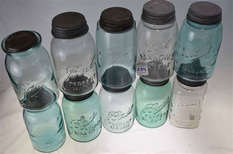 Lot Of 10 Various Ball, Quart Sized Mason Jars Auction