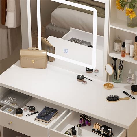 FUFU&GAGA 39.4-in White Makeup Vanity LJY-JX0141-03 at Lowes.com
